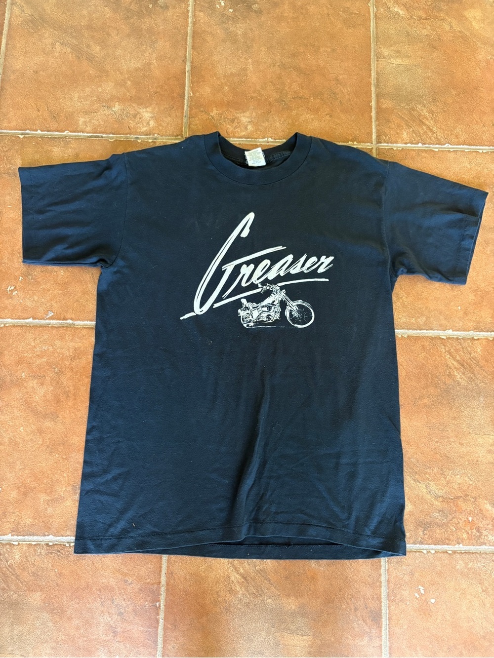 Vintage Greaser Biker Motorcycle T-shirt Single Stitch Black Size L Made in USA